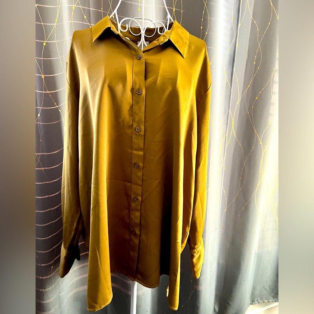 Golden Button-Up Women's Top